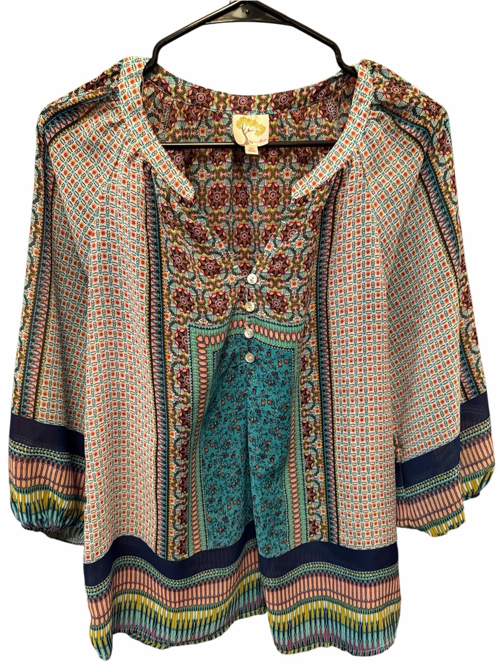 Anthropologie Fig and Flower Boho Floral Print Peasant Top - Size : M